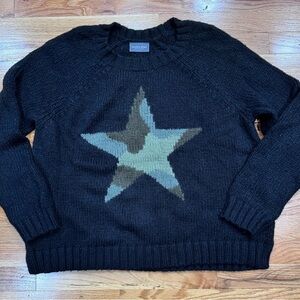 Wooden Ships Black Sweater with Camouflage Star size L